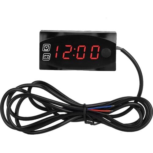 Digital Display LED Time Voltmeter Car Motorcycle Voltage Voltmeter Panel Meter Low High Voltage Warning Function For Motorcycle