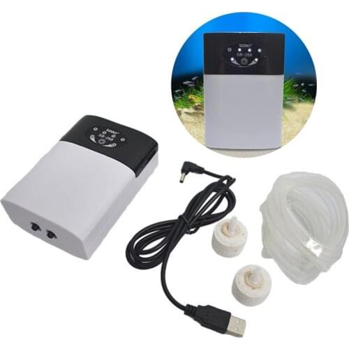 Internal Aquarium Rechargeable Silent Oxygen Pump Turtle Tank Built-in USB Port 652A