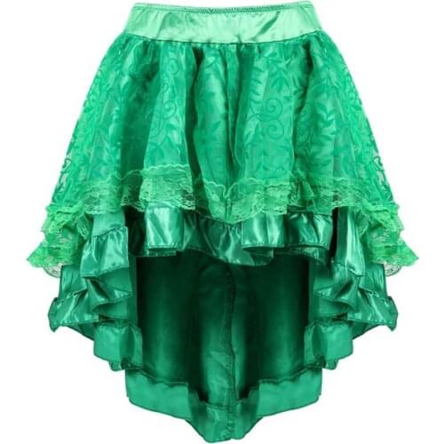 S-6XL Women Sexy Floral Lace Skirt High Low Irregular Ruffled Skirt Showgirl Party Dance Skirts Burlesque Corset Skirts Clothing