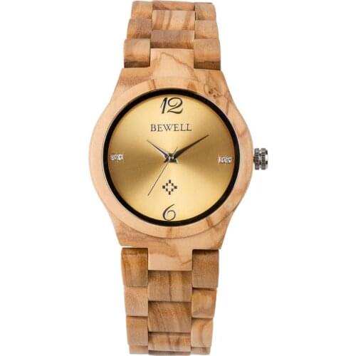 Bewell Wooden Watches for Women Luxury Brand Quartz Wristwatches Elegant Ladies Wood Watches relogio feminino Clock ZS-W153A