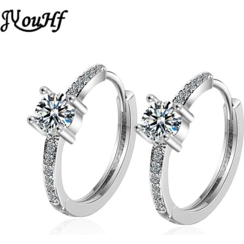 JYouHF 925 Sterling Silver Crystal Earrings for Women Silver Gold Color Four Claws Cubic Zirconia Earring Wedding Jewelry Female
