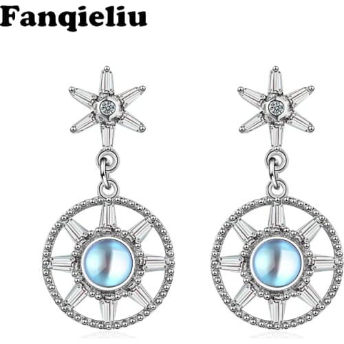 Fanqieliu Vintage Dangle Earrings Jewelry Fine 925 Sterling Silver Earrings For Women Star Sun Round Drop Earrings FQL20218