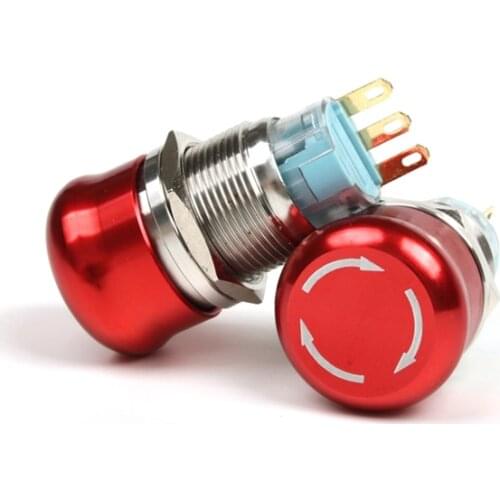 1pc 16mm 19mm 22mm 2NO 2NC Waterproof Metal Latching Emergency STOP Mushroom Push Button Switch Button Switch Knob Rotary Switch