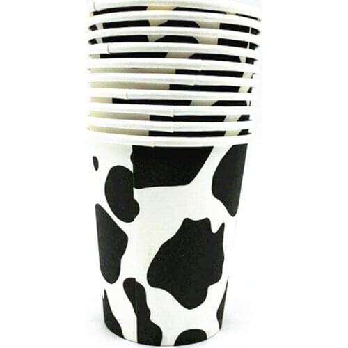 10pcs/Lot White Cow Disposable Paper Cups Birthday Party Decorations Animal Theme Ranch Zoo Baby Shower Party Decorations