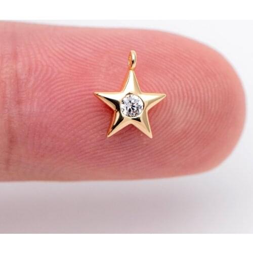 10pcs Star Charm 8x7mm, CZ Paved Tiny Star Pendant, Earring Findings, Jewelry Making, Diy Material, Jewelry Supplies (GB-1742)
