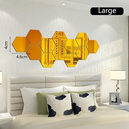 100PCs DIY 3D Mirror Wall Sticker Hexagon Home Decor Mirror Decor Stickers Art Wall Decoration Stickers Multi-color Dropshipping