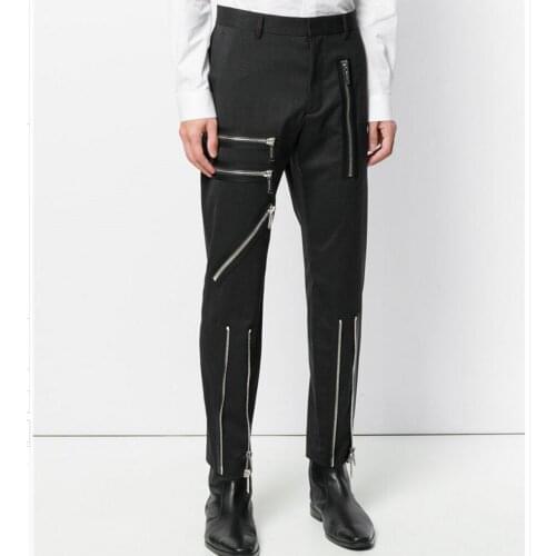 27-44 New Autumn And Winter Slim Zipper Trousers Men Harem Pants Large Size Casual Trousers Hairstylist Personality Suit Pants