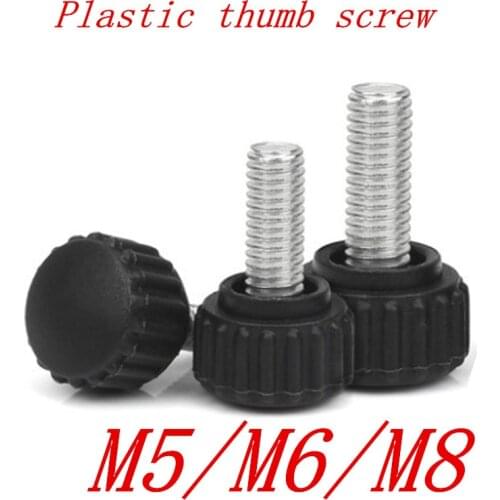 5pcs/lot m5 m6 m8*10/12/16/20/25/30 knurled Round Plastic Head Handle Thumb Screw Bakelite Bolt Black Bakelite hand screw