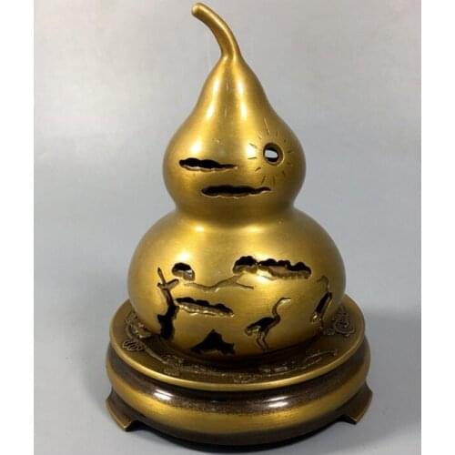 6“rare China antique Daming brass gourd Incense burner