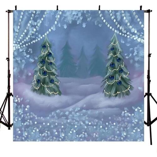 Avezano Oil Painting Forest Backdrop Winter Christmas Pine Tree Bokeh Dots Newborn Portrait Photography Background Photo Studio
