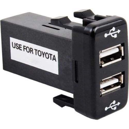 2.1A Dual USB Socket Car Charger 2 USB Port USB Charge Socket Adapter Dashboard Cell Phone Charger Audio Ports for TOYOTA VIGO