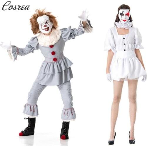 White Stephen Kings It Cosplay Costume Adult Pennywise Costume Sexy Clown Costume Halloween Outfit Suit Female Joker Costume