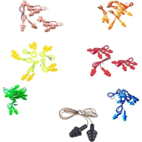 5 Pairs Soft Silicone Cord Swimming Ear Plugs Comfortable Waterproof Noise Cancelling Reusable Hearing Protection Earbuds Surfin