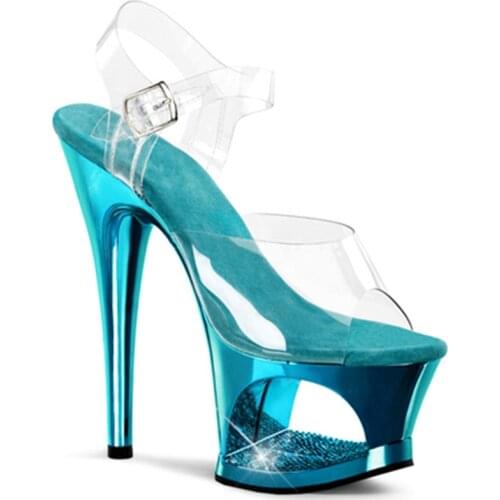 New electroplated sole, womens platform sandals, hollowed-out waterproof platform, 17 cm sexy heels sandals