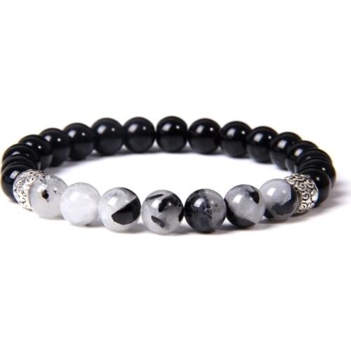 High Quality Black Rutilated Quartzs Bracelet Natural Stone Crystal Bracelets For Men Women Lava Onyx Healing Reiki Yoga Jewelry