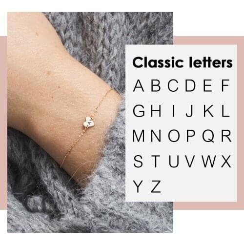 Visunion 316L Stainless Steel Bracelet Heart-shaped Classic Lettering Alphabet Bracelet Fashion Minimalist Jewelry