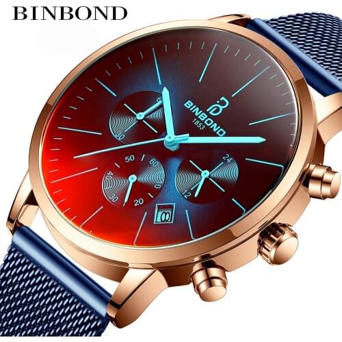 Top Luxury Men Color Bright Glass Chronograph Mens Stainless Steel Business Clock men naviforce reloj mulco original mujer
