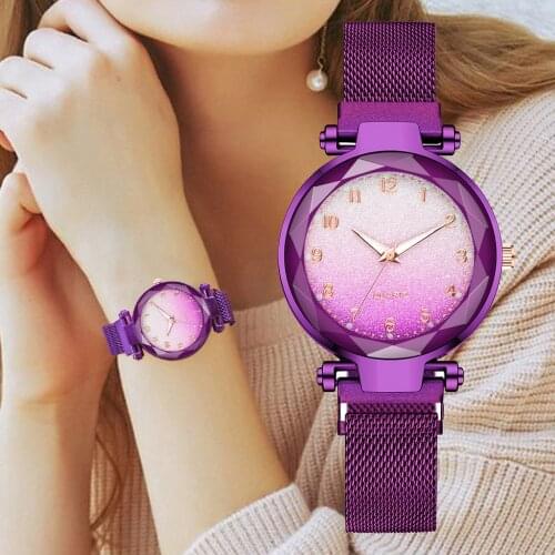 Women Magnet Buckle Gradient Starry Sky Watches Luxury Ladies Female Wristwatches For Gift Clock