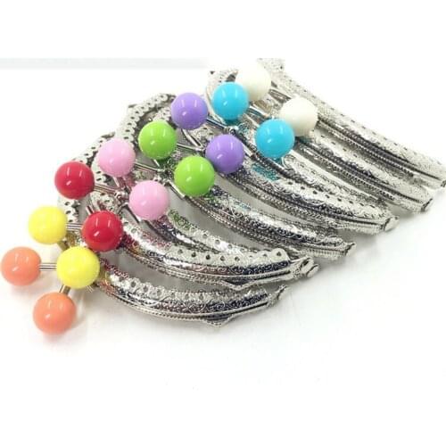 DIY women coin bag making metal clasp silver knurling purse frame colorful candy ball kiss buckle 10pcs/lot