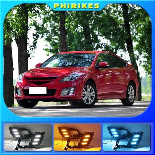 2pcs LED DRL Daytime Running Light Daylight headlight fog lamp cover car-Styling for Mazda 6 Mazda6 2008 2009 2010