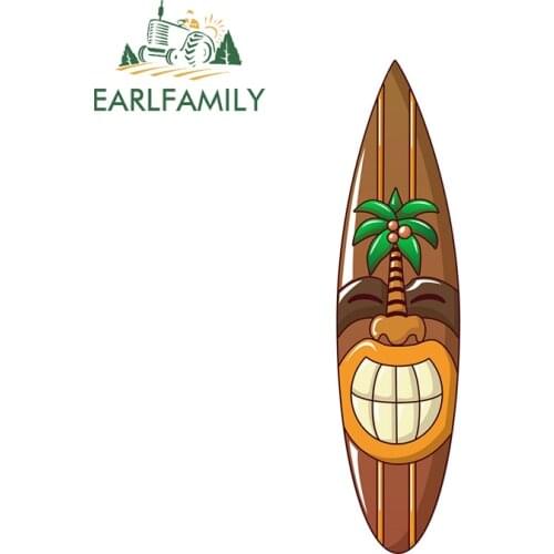 EARLFAMILY 13cm x 3.4cm for Hawaii Tiki Windshield Windshield Car Sticker Fine Camper Surfboard Auto Personality Decoration