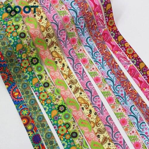 E-20421-609,10yards 5/8'' flowers Ribbon Elastic Foldover Elastics Stretch Hair Ties Headbands for Baby Girls Hair Bow
