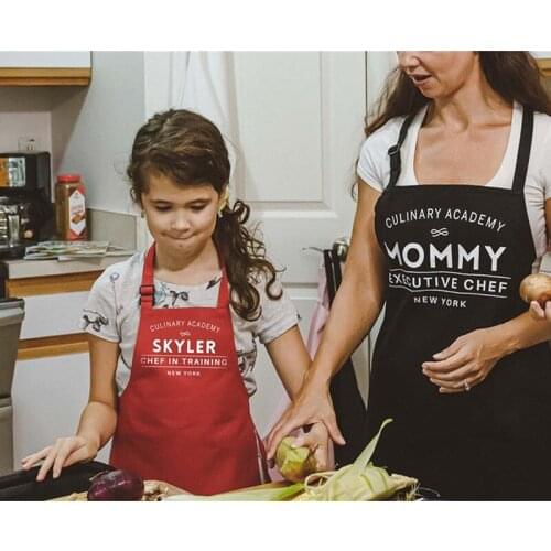 Custom Mommy and Me Funny Aprons apron,personalized Cooking and baking apron to commemorate chef training process,with the name