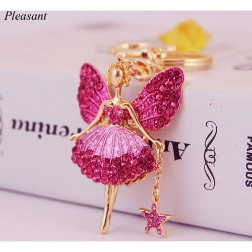 Exquisite Crystal Angel Girl Keychain Female Bag Accessories Metal Pendant Keychain Charm Gift