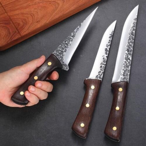 Handmade Forged Boning Knife 5Cr15 Stainless Steel Fish Knife Butcher Utility Slaughter Boning Knives Set Wood Handle Knives