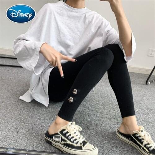 Girl cartoon Mickey embroidered thread leggings spring and autumn new style cotton slim slimming nine-point pants womens tights