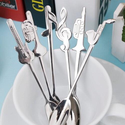1pc Stainless Steel Coffee & Tea Spoon Music Symbol Long Handle Creative Spoon Drinking Tools Kitchen Gadget Flatware Tableware