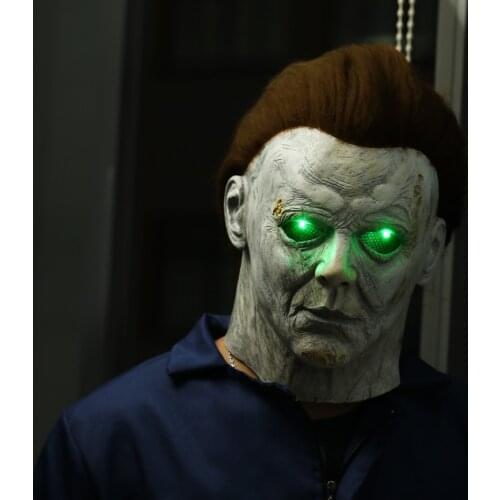 New Horror Michael Myers LED Halloween Kills Mask Cosplay Scary Killer Full Face Latex Helmet Halloween Party Costume Props