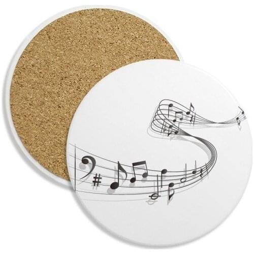 Song Music Score Melodious Classical Ceramic Coaster Cup Mug Holder Absorbent Stone for Drinks 2pcs Gift