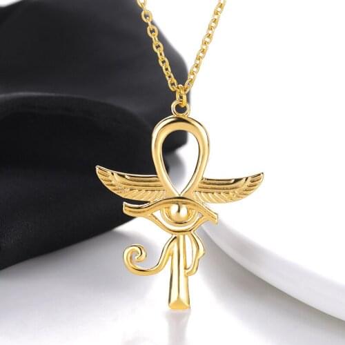 Eye oF Horus Egypt Fashion Charm Pendant Necklace For Women Retro Ankh Cross Religious Necklaces Jewelry Drop Shipping