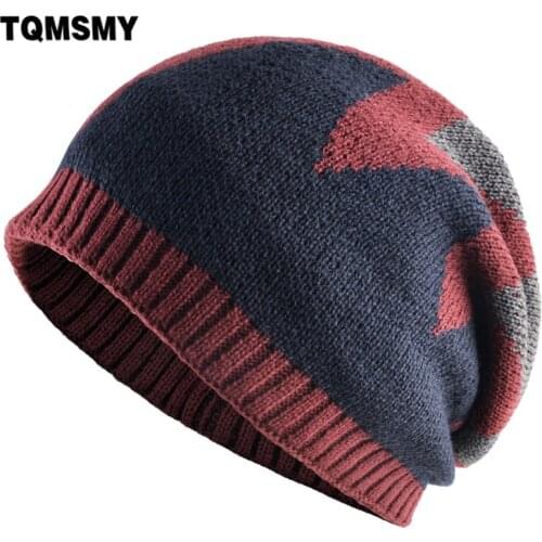 TQMSMY Mens Knitted Wool Beanies Fashion Knitting Color matching Hats For Men Streetwear Hip Hop Skullies Beanies Gorras E71