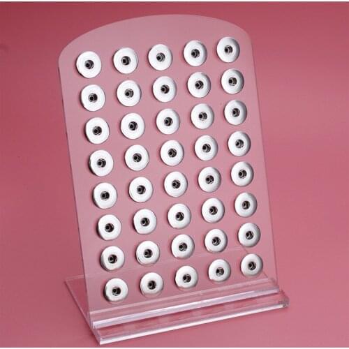 New Snap Button Jewelry White Acrylic Snap Display For 40PCS 18mm Stands Display Detachable Set ZK003-18MM