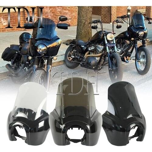 Motorcycle Headlight Fairing Windscreen Windshield Head Lamp Mask Cowl for Harley Dyna Sport FXD Fat Bob Fatboy w/Mounting Kit