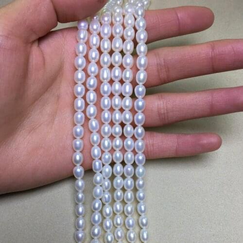 Freshwater Pearl necklace Rice shape with Size 5.5-6mm loose pearl strands for DIY jewelry Accessories