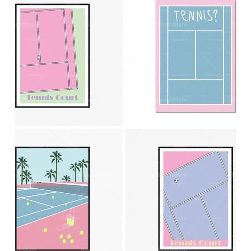 Tennis court poster printing, club, retro, printable, art wall, gallery wall