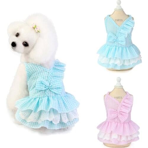 Dog Dress Princess For Girls Bowknot Pet Clothes Sling Evening Party Dresses For Chiwawa Tutu Cake Skirt Outfit Summer Small Dog