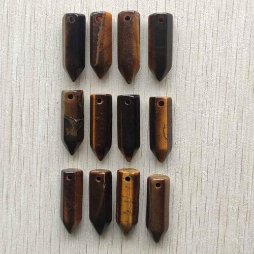 Fashion good quality natural tiger eye stone pillar pendant for jewelry accessories making free shipping wholesale 12pcs/lot
