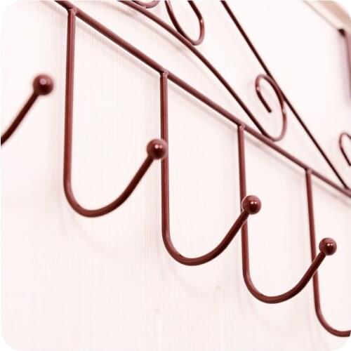 GOMING Student Dormitory Durable Bed Hanger Clothes Wall Hanging Hook Creative 7Hooks Wrought Iron Seamless Door Hanging Hook