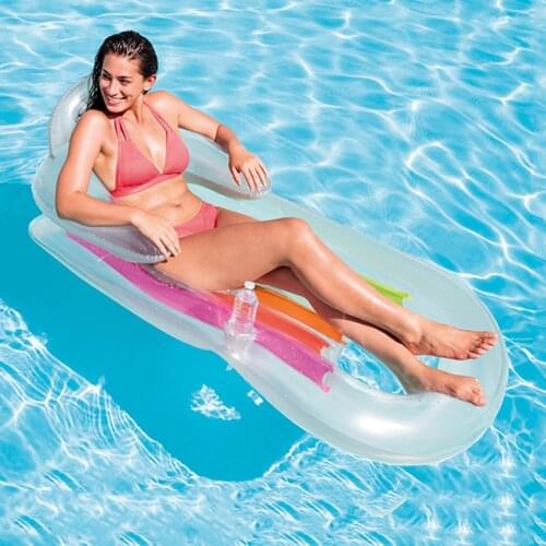 Transparent Inflatable Back Floating Row Air Mattress Plastic Double Chamber Swimming Pool Water Chair Sleeping Bed