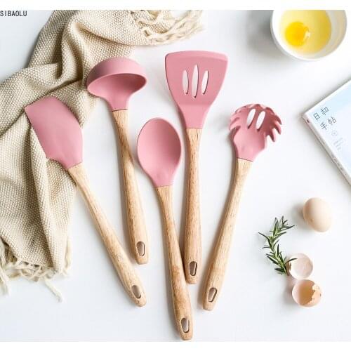 Pink Green Silicone Turners Cream Butter Cake Spatula Mixing Batter Scraper Noodle Soup Shovel Turner Baking Tool Kitchen 1PCS