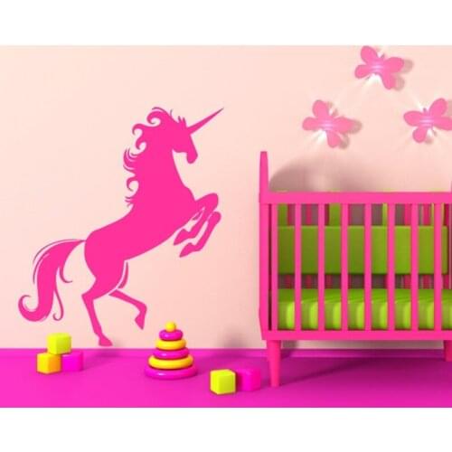 Removable Vinyl Wall Stickers For Kids Room Baby Nursery Bedroom Modern Unicorn Poster Home Decor Wall Art Stickers Muraux A492