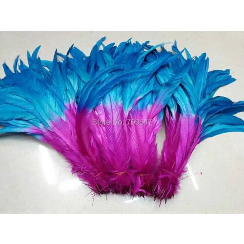 Plume Decoration!100pcs/Lot! 20-30cm long Sky Blue+Rose colour Dyed ROOSTER Tail FEATHERS,Coque Tail feathers,beautiful,plumes