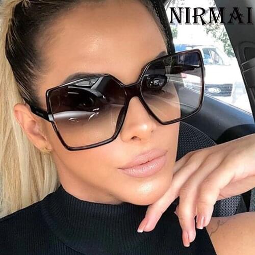 Black Square Oversized Sunglasses Women Big Frame Colorful Sun Glasses Female Mirror Oculos Unisex Gradient Hip Hop ShadesNIRMAI