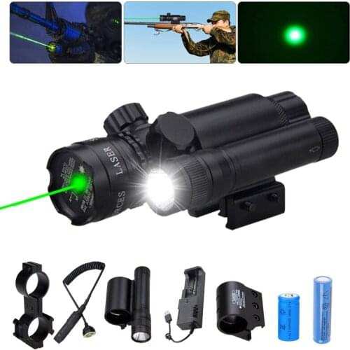 Tactical Red/Green Laser Dot Sight Rail Scope Tail Switch Fit 25.4 Picatinny Hunting Laser Pointer Mount With White Falshlight