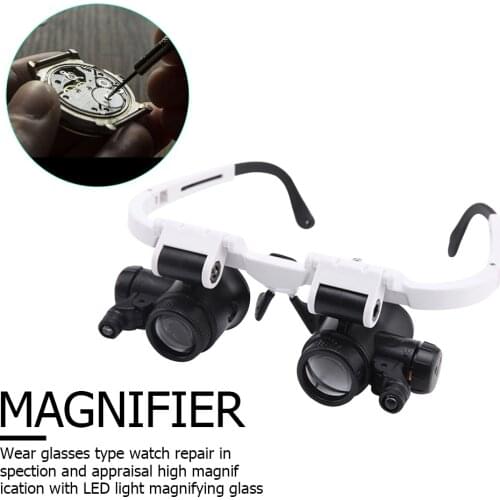 Head Wearing Magnifier Glasses Loupes with LED Portable 8X/15X/23X Lens Observation Magnifying Eyewear for Reading Jewelers