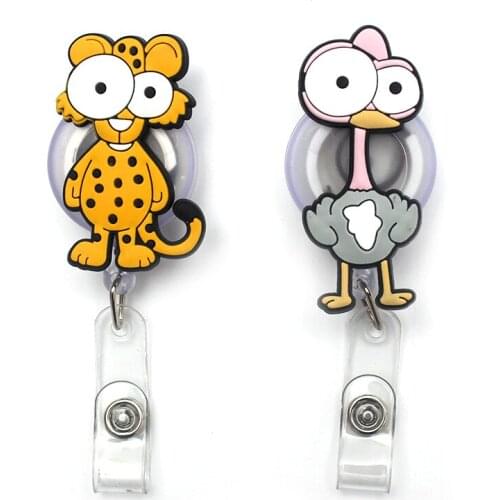 Forest Animal Ostrich And Leopard Retractable Plastic Badge Holder Reel Exhibition ID Enfermera Name Hospital Office Chest Card